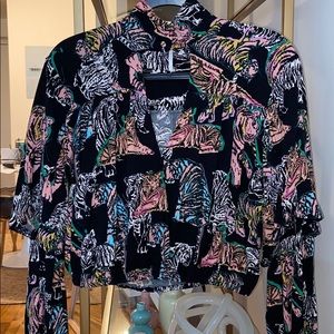FREE PEOPLE TIGER PRINT LONG SLEEVE